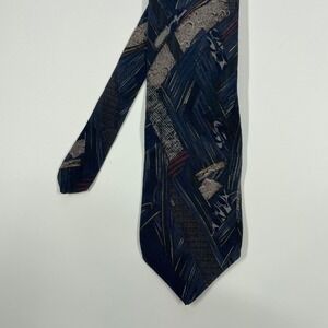 Conte di Milano Blue Abstract Geometric Silk Necktie Mens OS